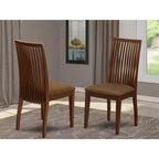 HomeStock Ipswich Chaises de salle à manger Tissu lin Chaises en bois massif Lot de 2 Acajou