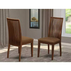 HomeStock Ipswich Chaises de salle à manger Tissu lin Chaises en bois massif Lot de 2 Acajou