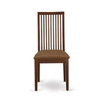 HomeStock Ipswich Chaises de salle à manger Tissu lin Chaises en bois massif Lot de 2 Acajou