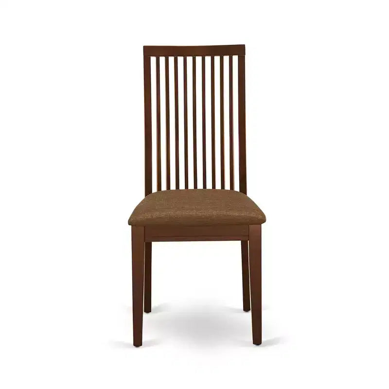HomeStock Ipswich Chaises de salle à manger Tissu lin Chaises en bois massif Lot de 2 Acajou