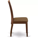 HomeStock Ipswich Chaises de salle à manger Tissu lin Chaises en bois massif Lot de 2 Acajou