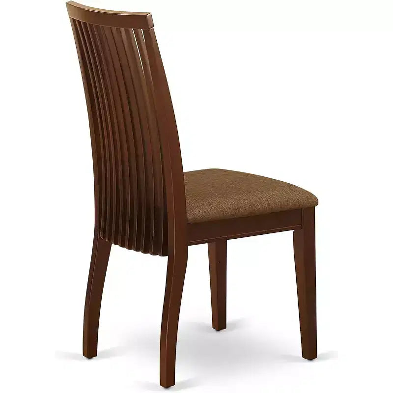 HomeStock Ipswich Chaises de salle à manger Tissu lin Chaises en bois massif Lot de 2 Acajou
