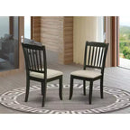 HomeStock Retro Relaxation Danbury Vertical Slatted Back Chairs With Linen Fabric Fabric Seat