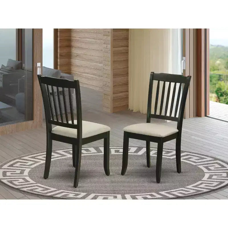 HomeStock Retro Relaxation Danbury Vertical Slatted Back Chairs With Linen Fabric Fabric Seat