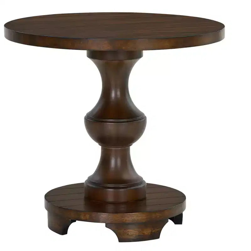 Table d'appoint ronde sur pied de style traditionnel Roundhill Furniture Caesar