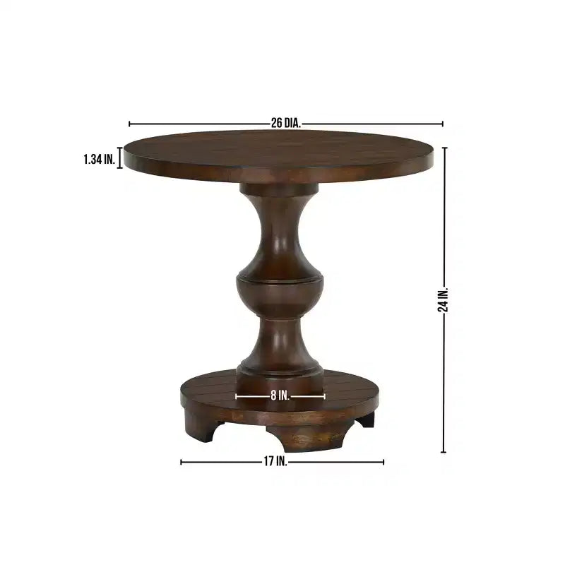 Table d'appoint ronde sur pied de style traditionnel Roundhill Furniture Caesar