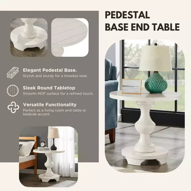 Table d'appoint ronde sur pied de style traditionnel Roundhill Furniture Caesar