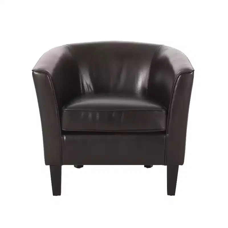GDFStudio Arias Contemporary Faux Leather Tub Club Chair, Dark Brown