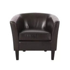 GDFStudio Arias Contemporary Faux Leather Tub Club Chair, Dark Brown