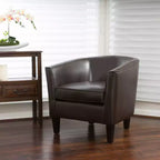 Fauteuil club GDFStudio Arias contemporain en similicuir, marron foncé
