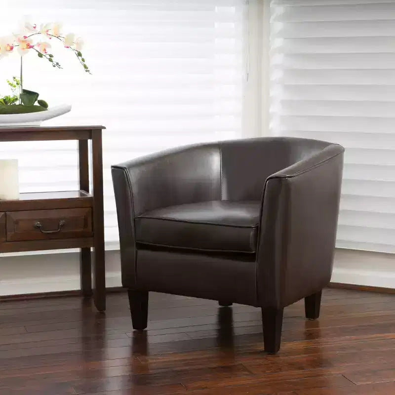 Fauteuil club GDFStudio Arias contemporain en similicuir, marron foncé