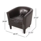 Fauteuil club GDFStudio Arias contemporain en similicuir, marron foncé