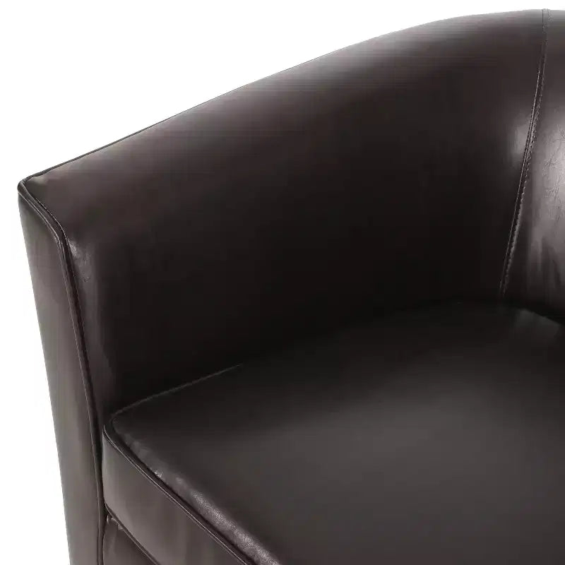 Fauteuil club GDFStudio Arias contemporain en similicuir, marron foncé