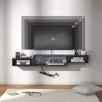 Meuble TV flottant pour téléviseurs jusqu'à 55 pouces - Hausource : Étagère de console multimédia avec prise de courant