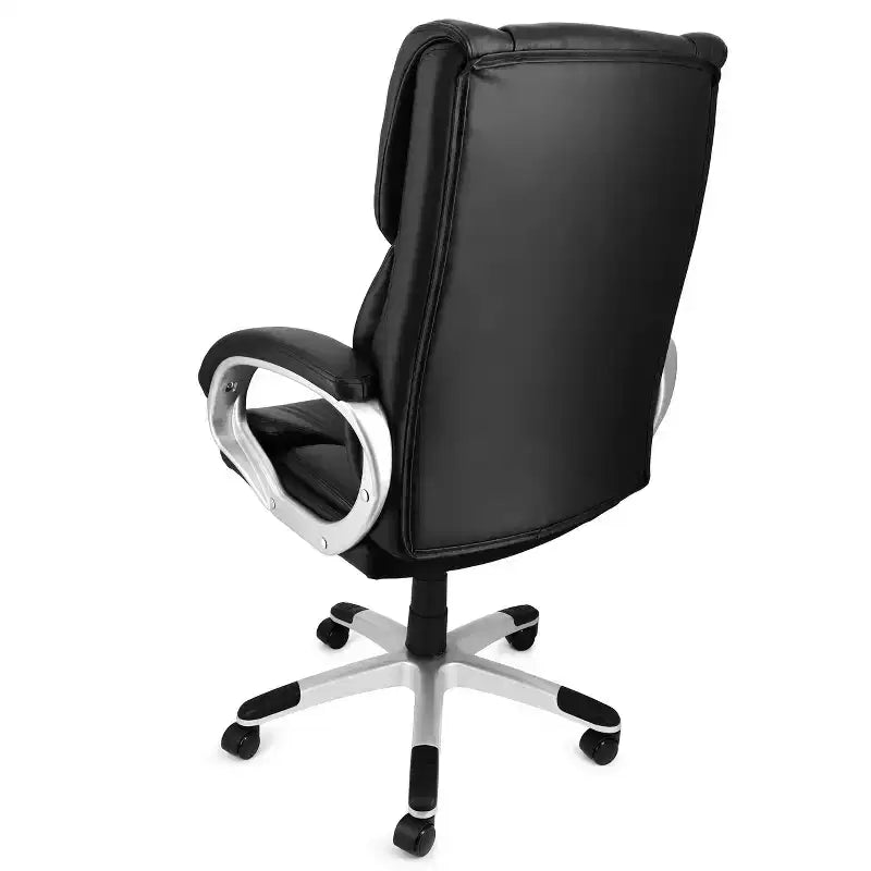 Fauteuil de bureau Elama à dossier haut réglable en similicuir avec base noire et grise