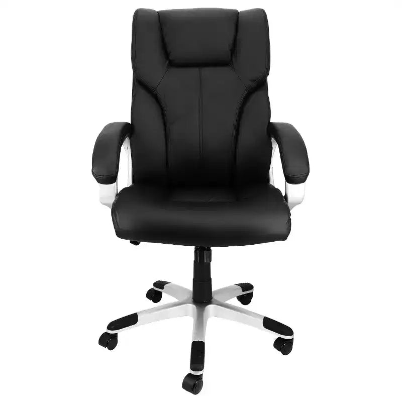 Fauteuil de bureau Elama à dossier haut réglable en similicuir avec base noire et grise