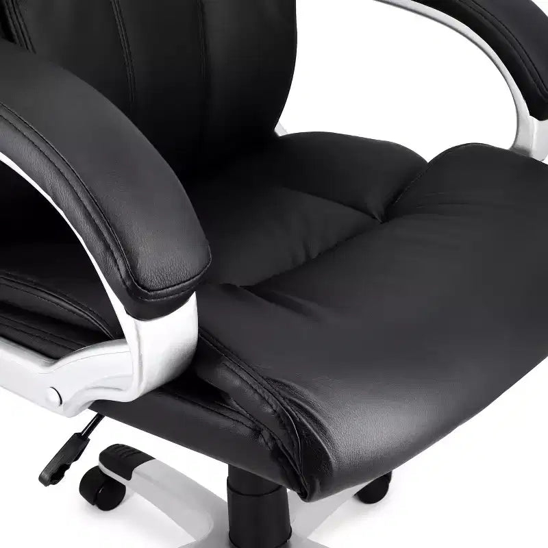 Fauteuil de bureau Elama à dossier haut réglable en similicuir avec base noire et grise