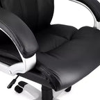 Fauteuil de bureau Elama à dossier haut réglable en similicuir avec base noire et grise