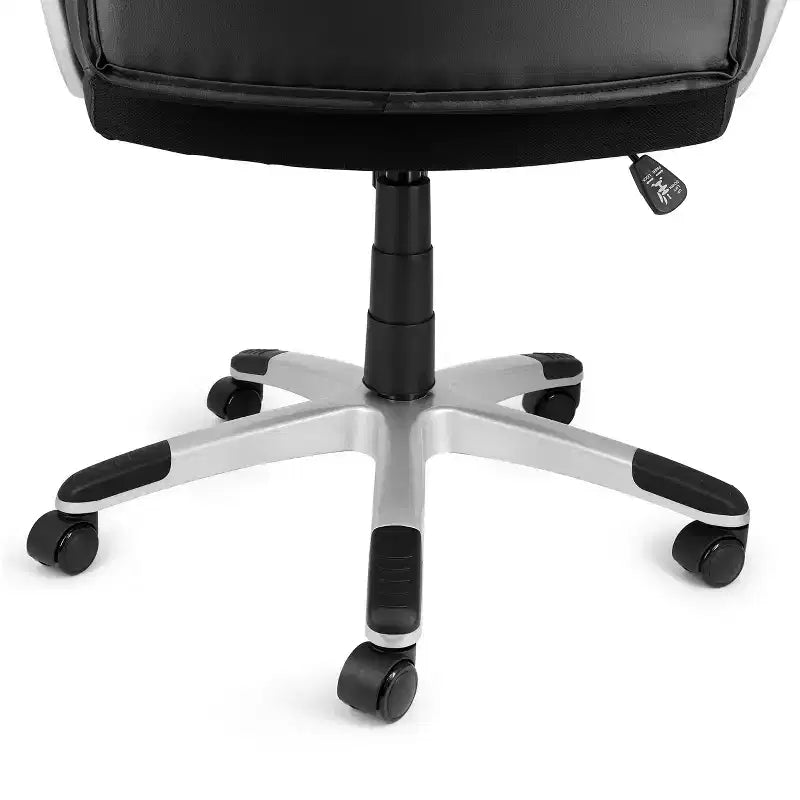 Fauteuil de bureau Elama à dossier haut réglable en similicuir avec base noire et grise