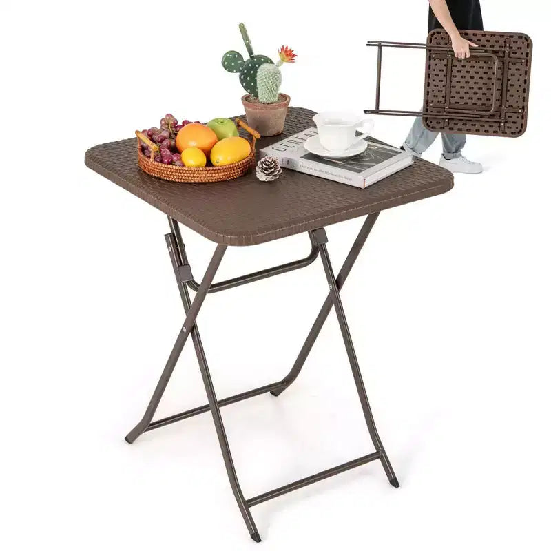 Costway Table pliante carrée 23,5 pouces d'intérieur/d'extérieur en plastique