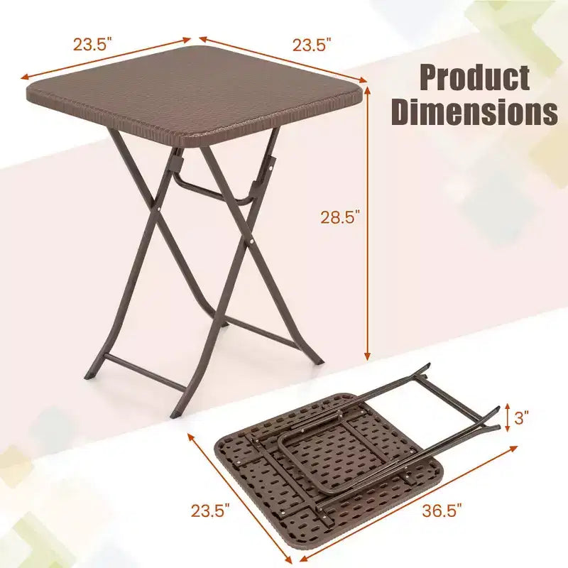 Costway Table pliante carrée 23,5 pouces d'intérieur/d'extérieur en plastique