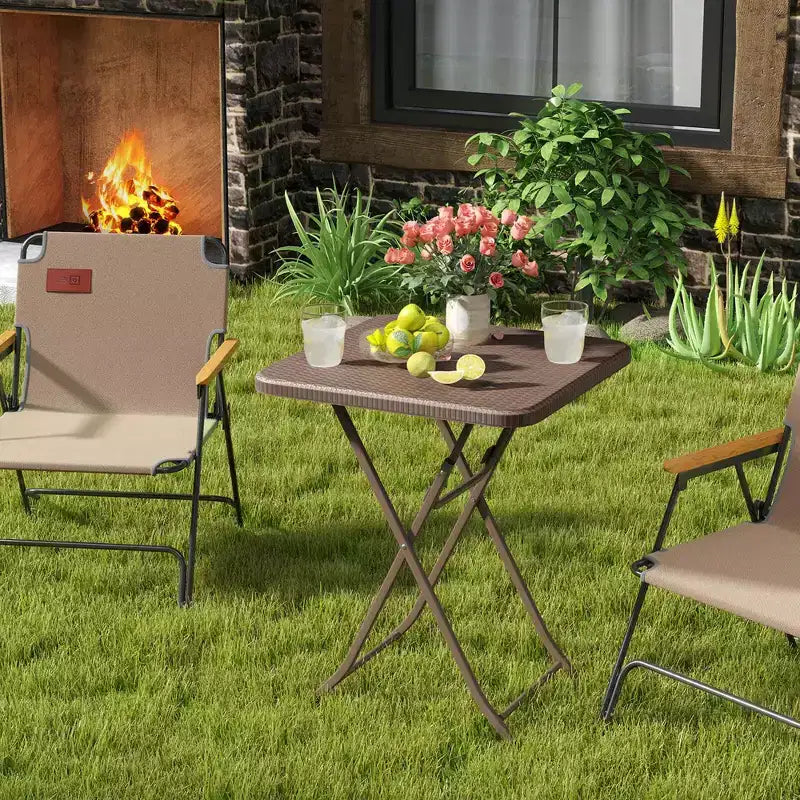 Costway Table pliante carrée 23,5 pouces d'intérieur/d'extérieur en plastique