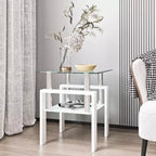 MAYEERTY Table d'appoint moderne en verre trempé, table d'appoint carrée pour salon ou chambre à coucher, transparente