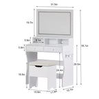 VECELO Coiffeuse avec Miroir Lumineux LED et Prise Électrique, Table de Maquillage avec 4 Tiroirs et Tabouret de Rangement, 3 Modes d'Éclairage Réglables pour Chambre à Coucher