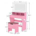 VECELO Coiffeuse avec Miroir Lumineux LED et Prise Électrique, Table de Maquillage avec 4 Tiroirs et Tabouret de Rangement, 3 Modes d'Éclairage Réglables pour Chambre à Coucher