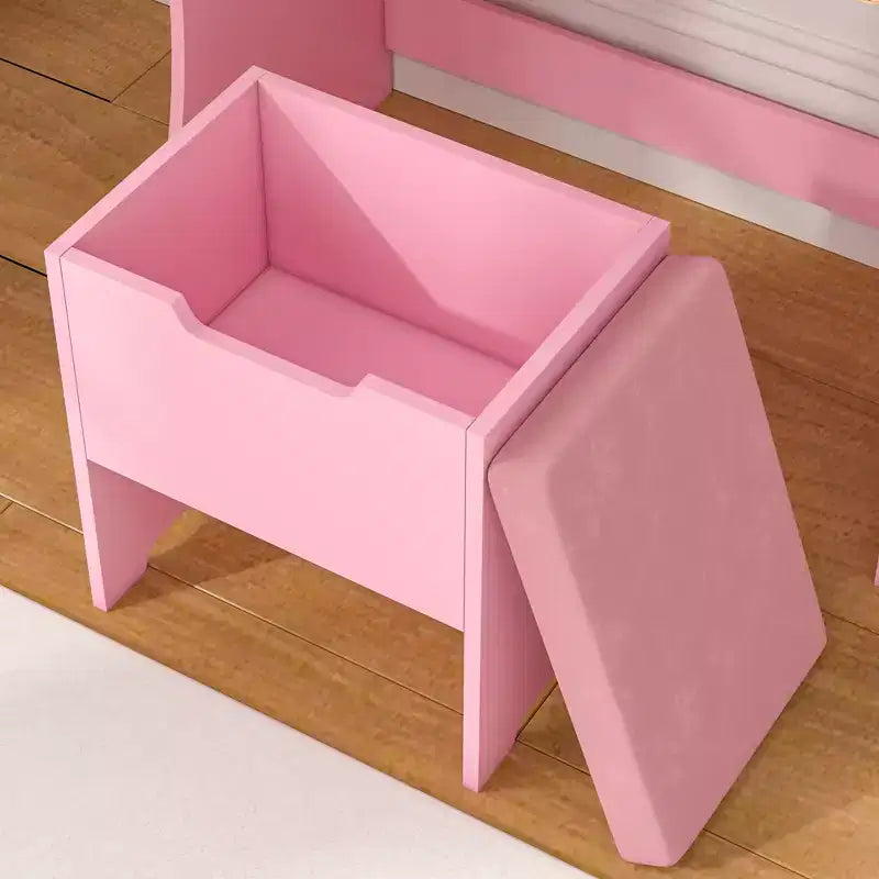 VECELO Coiffeuse avec Miroir Lumineux LED et Prise Électrique, Table de Maquillage avec 4 Tiroirs et Tabouret de Rangement, 3 Modes d'Éclairage Réglables pour Chambre à Coucher