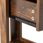 MAYEERTY Table d'appoint en rotin avec tiroir, table de chevet moderne, table d'appoint pour salon, chambre à coucher, marron rustique