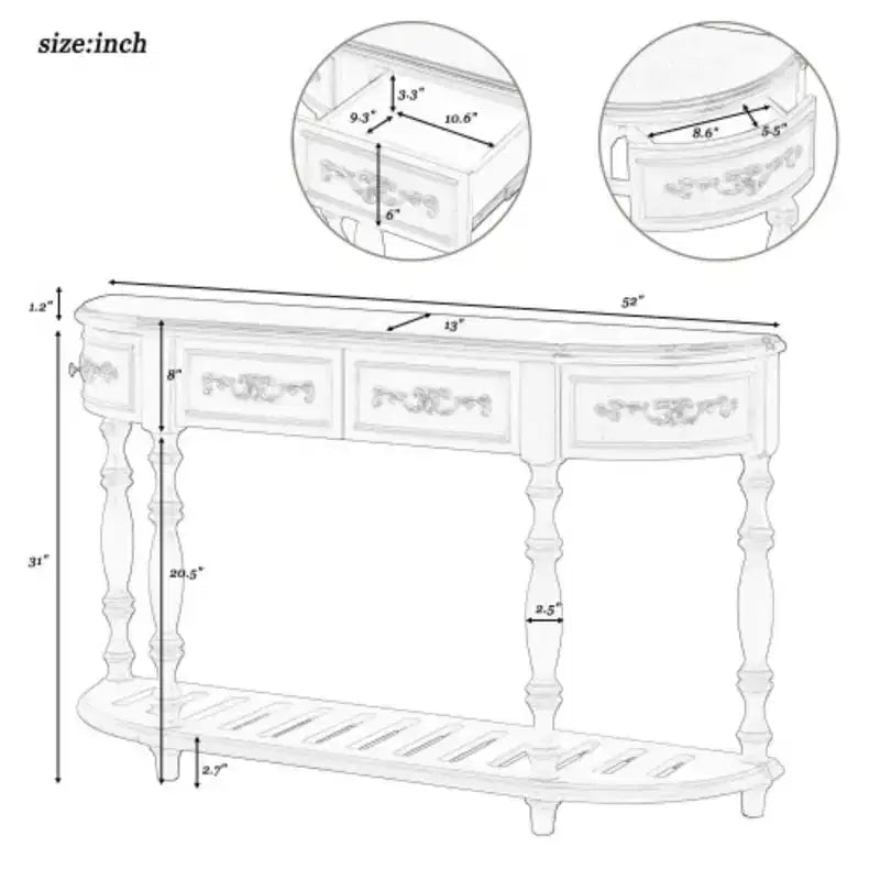 Console d'entrée : moderne et incurvée, avec de nombreux rangements