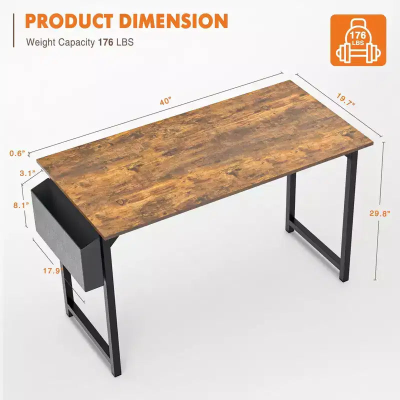Bureau de jeu d'ordinateur de 40 pouces avec rangement, table PC de style simple et moderne pour bureau à domicile, pour jeunes étudiants adultes