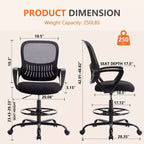 Chaise de bureau haute réglable avec repose-pieds pour bureau debout, hauteur de comptoir