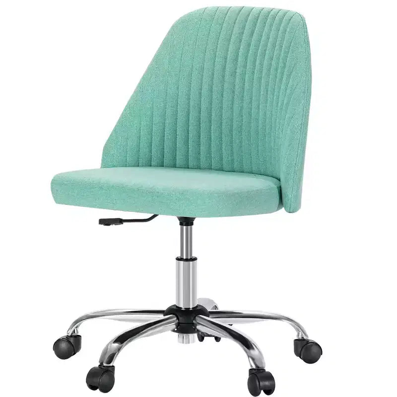 Fabric Office Chair: Armless, Swivel, Adjustable, with Wheels