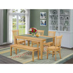 HomeStock CAVA6 Oak Rectangle Dining Room Furniture Set