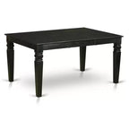 HomeStock Ensemble de salle à manger 7 pièces Table rectangulaire avec 6 chaises Noir Beige clair