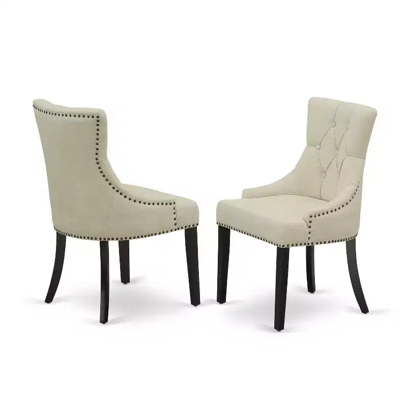 HomeStock Ensemble de salle à manger 7 pièces Table rectangulaire avec 6 chaises Noir Beige clair