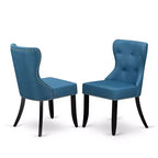 Ensemble de salle à manger 6 pièces HomeStock avec chaises en lin bleu
