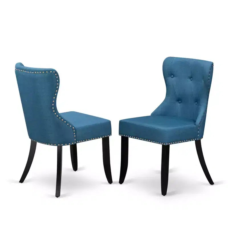 Ensemble de salle à manger 6 pièces HomeStock avec chaises en lin bleu