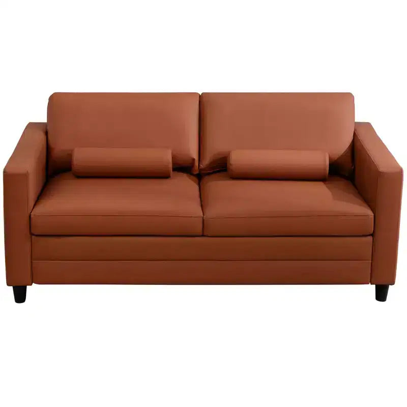 Mjkone Canapé-lit deux places, canapé convertible 2-en-1 en cuir avec matelas pliable, canapé-lit escamotable 2 places avec cadre métallique pour petits espaces