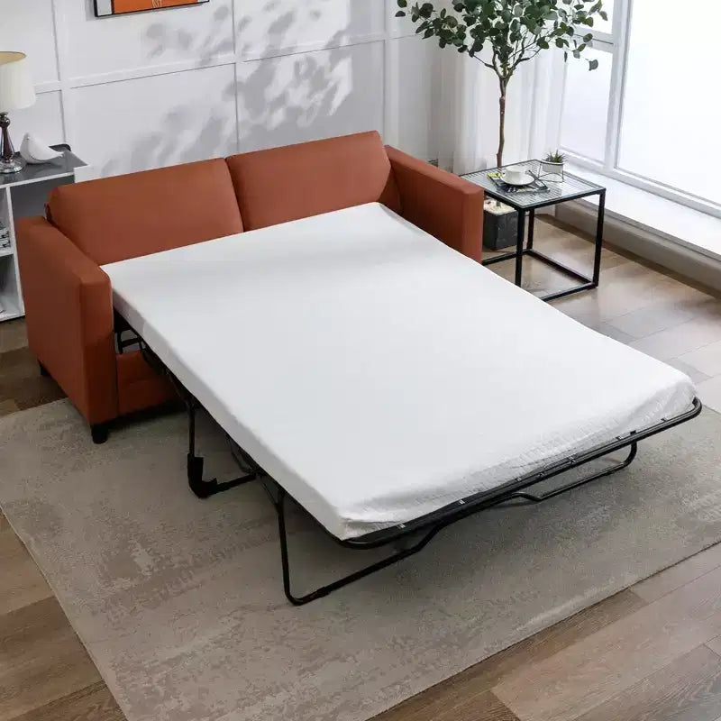 Mjkone Canapé-lit deux places, canapé convertible 2-en-1 en cuir avec matelas pliable, canapé-lit escamotable 2 places avec cadre métallique pour petits espaces