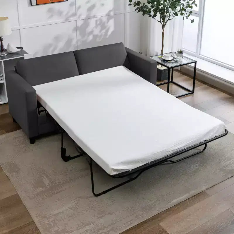 Mjkone Canapé-lit deux places, canapé convertible 2-en-1 en cuir avec matelas pliable, canapé-lit escamotable 2 places avec cadre métallique pour petits espaces
