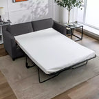 Mjkone Canapé-lit deux places, canapé convertible 2-en-1 en cuir avec matelas pliable, canapé-lit escamotable 2 places avec cadre métallique pour petits espaces