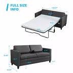 Mjkone Canapé-lit deux places, canapé convertible 2-en-1 en cuir avec matelas pliable, canapé-lit escamotable 2 places avec cadre métallique pour petits espaces