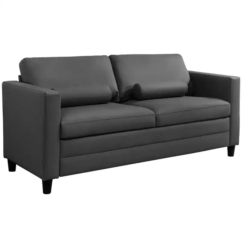 Mjkone Canapé-lit deux places, canapé convertible 2-en-1 en cuir avec matelas pliable, canapé-lit escamotable 2 places avec cadre métallique pour petits espaces