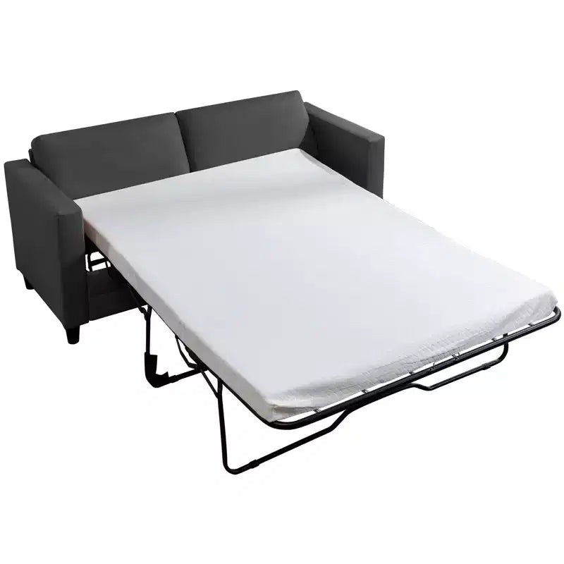Mjkone Canapé-lit deux places, canapé convertible 2-en-1 en cuir avec matelas pliable, canapé-lit escamotable 2 places avec cadre métallique pour petits espaces