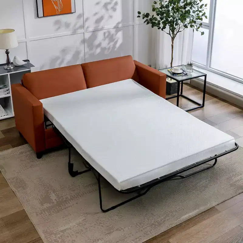 Mjkone Canapé-lit deux places, canapé convertible 2-en-1 en cuir avec matelas pliable, canapé-lit escamotable 2 places avec cadre métallique pour petits espaces