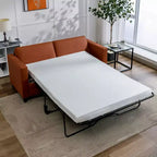 Mjkone Canapé-lit deux places, canapé convertible 2-en-1 en cuir avec matelas pliable, canapé-lit escamotable 2 places avec cadre métallique pour petits espaces