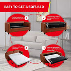 Mjkone Canapé-lit deux places, canapé convertible 2-en-1 en cuir avec matelas pliable, canapé-lit escamotable 2 places avec cadre métallique pour petits espaces